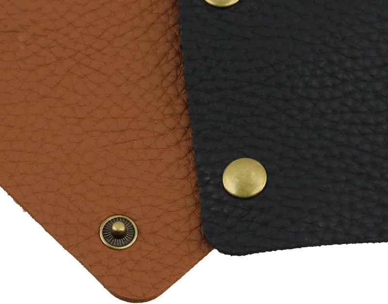 Mcredy 2 Pcs Luggage Handle Wrap Comfortable Leather Bag Strap Wrap Covers with Metal Clasp for Purse Wallet Shopping Travel Bags, Brown+Black - Image 4